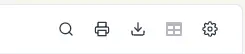 Blended Vineyard feature navigation bar with icons for search, print, download, table view, and settings.