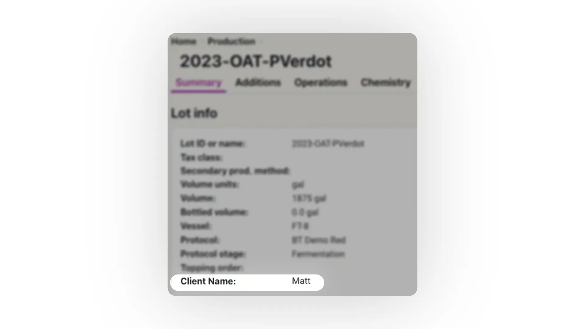 Blended Production Lot Info for 2023-OAT-PVerdot