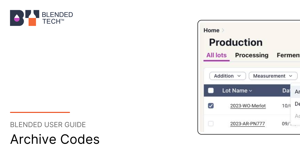 Archive Codes | Blended User Guide